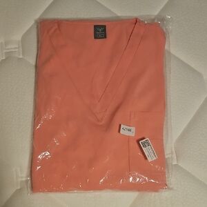 Coral/Pink V-Neck Scrub Top & Bottoms XL